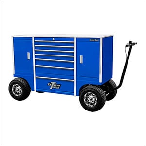 70-Inch Blue Pit Box with 7 Drawers and 2 Side Compartments