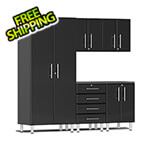 Ulti-MATE Garage Cabinets 6-Piece Cabinet Kit with Channeled Worktop in Midnight Black Metallic