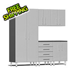 Ulti-MATE Garage Cabinets 6-Piece Cabinet Kit with Channeled Worktop in Stardust Silver Metallic