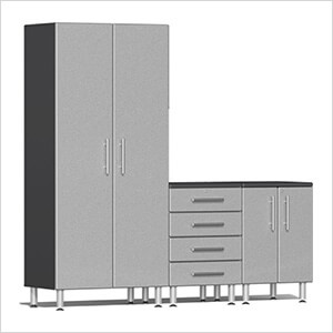 4-Piece Cabinet Kit with Channeled Worktop in Stardust Silver Metallic