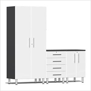 4-Piece Garage Cabinet Kit with Channeled Worktop in Starfire White Metallic