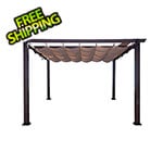 Paragon Outdoor 12 x 12 ft. Soft Top Aluminum Pergola (Espresso Frame / Mocha Canopy)