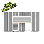 NewAge Garage Cabinets BOLD Series Platinum 8-Piece Set with Bamboo Top and Backsplash