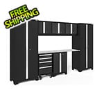 NewAge Garage Cabinets BOLD Series Black 8-Piece Set with Stainless Steel Top