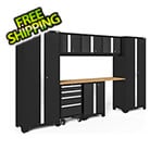 NewAge Products BOLD Series Black 8-Piece Cabinet Set with Bamboo Top