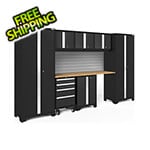 NewAge Garage Cabinets BOLD Series Black 8-Piece Set with Bamboo Top and Backsplash