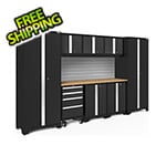 NewAge Garage Cabinets BOLD Series Black 9-Piece Set with Bamboo Top and Backsplash
