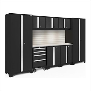 BOLD Series Black 9-Piece Set with Stainless Top, Backsplash, LED Lights