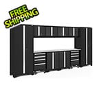 NewAge Garage Cabinets BOLD Series 3.0 Black 12-Piece Set with Stainless Steel Top and LED Lights
