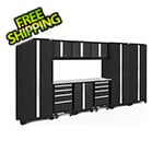 NewAge Garage Cabinets BOLD Series Black 10-Piece Set with Stainless Steel Top