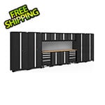 NewAge Garage Cabinets BOLD Series Black 14-Piece Set with Bamboo Top and Backsplash