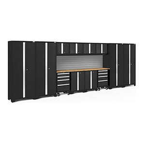 BOLD Series Black 14-Piece Set with Bamboo Top and Backsplash