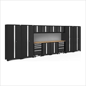 BOLD Series Black 14-Piece Set with Bamboo Top and Backsplash