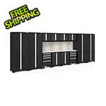 NewAge Products BOLD Series Black 14-Piece Cabinet Set with Stainless Steel Top Backsplash and LED Lights