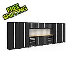 NewAge Products BOLD Series Black 14-Piece Cabinet Set with Bamboo Top Backsplash and LED Lights