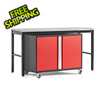 NewAge Products PRO Series Red 2-Piece Workbench Set with Stainless Steel Top