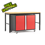 NewAge Products PRO Series Red 2-Piece Workbench Set with Bamboo Top