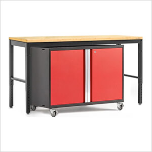 PRO Series Red 2-Piece Workbench Set with Bamboo Top