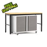 NewAge Garage Cabinets PRO Series Platinum 2-Piece Workbench Set with Bamboo Top