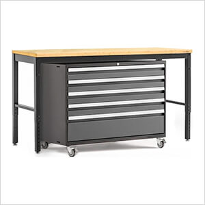 PRO Series Grey 2-Piece Workbench Set with Bamboo Top