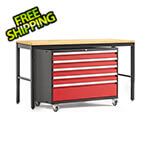 NewAge Products PRO Series Red 2-Piece Workbench Set with Bamboo Top