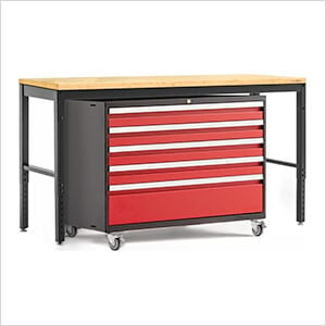 PRO Series Red 2-Piece Workbench Set with Bamboo Top