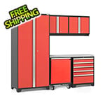 NewAge Garage Cabinets PRO Series Red 6-Piece Set with Stainless Steel Top