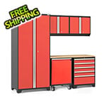 NewAge Garage Cabinets PRO Series 3.0 Red 6-Piece Set with Bamboo Top