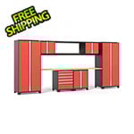 NewAge Garage Cabinets PRO Series 3.0 Red 9-Piece Set with Bamboo Top