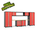 NewAge Garage Cabinets PRO Series Red 9-Piece Set with Bamboo Top