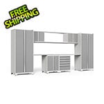 NewAge Garage Cabinets PRO Series Platinum 9-Piece Set with Stainless Steel Top