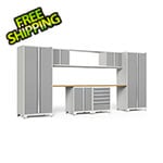 NewAge Garage Cabinets PRO Series 3.0 White 9-Piece Set with Bamboo Top