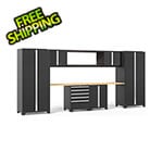 NewAge Garage Cabinets PRO Series Black 9-Piece Set with Bamboo Top