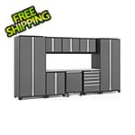 NewAge Garage Cabinets PRO Series 3.0 Grey 9-Piece Set with Stainless Steel Top