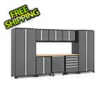 NewAge Garage Cabinets PRO Series 3.0 Grey 9-Piece Set with Bamboo Top