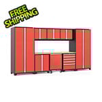 NewAge Garage Cabinets PRO Series 3.0 Red 9-Piece Set with Bamboo Top