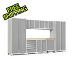 NewAge Garage Cabinets PRO Series 3.0 White 9-Piece Set with Bamboo Top
