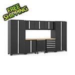 NewAge Garage Cabinets PRO Series 3.0 Black 9-Piece Set with Bamboo Top