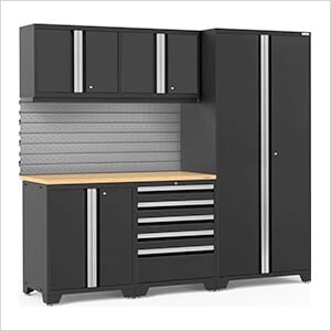 PRO Series 3.0 Black 6-Piece Set with Bamboo Top and Slatwall