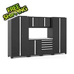 NewAge Garage Cabinets PRO Series Black 7-Piece Set with Stainless Steel Top