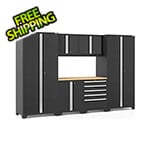 NewAge Garage Cabinets PRO Series Black 7-Piece Set with Bamboo Top