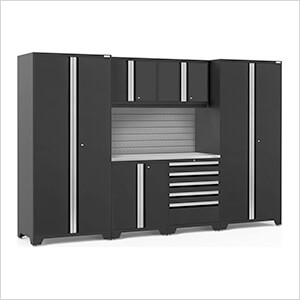 PRO Series 3.0 Black 7-Piece Set with Stainless Steel Top and Slatwall