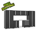 NewAge Garage Cabinets PRO Series Black 8-Piece Set with Stainless Steel Top