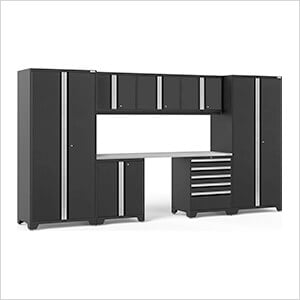 PRO Series Black 8-Piece Set with Stainless Steel Top