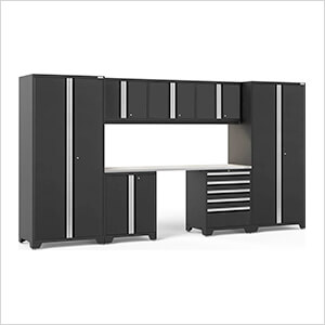 PRO Series 3.0 Black 8-Piece Set with Stainless Steel Top and LED Lights