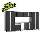 NewAge Garage Cabinets PRO Series 3.0 Black 8-Piece Set with Stainless Steel Top and LED Lights