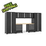 NewAge Garage Cabinets PRO Series Black 8-Piece Set with Bamboo Top