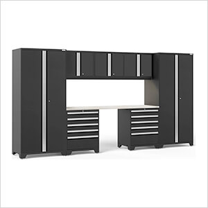 PRO Series 3.0 Black 8-Piece Set with Stainless Steel Top and LED Lights