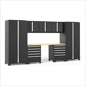 PRO Series 3.0 Black 8-Piece Set with Bamboo Top and LED Lights