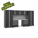 NewAge Garage Cabinets PRO Series 3.0 Black 8-Piece Set with Stainless Steel Top and Slatwall